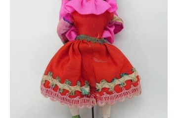 戦前　旧家 蔵出し　当時物　女の子　ポンプ式　レトロな雰囲気漂うダンス人形(踊り子、箱付き)(検索ワード:サクラビスク)(R-073097)