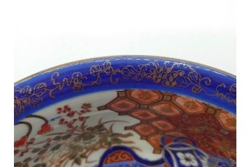 江戸〜明治　冨貴長春　古伊万里　金彩　色絵　染付　約29cm　9.4寸　鮮やかな色合いと迫力のある獅子が目を惹く大鉢(深鉢、和皿、和食器、共箱付き、九寸四分)(R-073100)