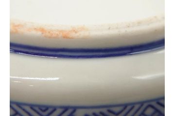 幕末〜明治　古伊万里　色絵　金彩　染付　鶴　約23cm　7.5寸　繊細に描かれた絵柄にこだわりを感じる蓋物(大平、深鉢、深皿、和食器、七寸五分)(R-073101)