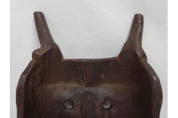 時代物　木製　般若　男面　それぞれ違った表情が魅力的なお面3個セット(神楽面、能面、古面、木彫)(R-073103)