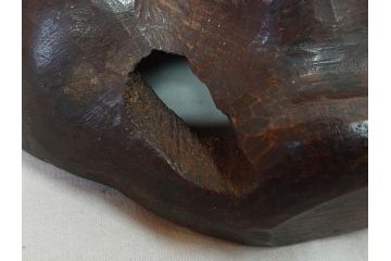 時代物　木製　般若　男面　それぞれ違った表情が魅力的なお面3個セット(神楽面、能面、古面、木彫)(R-073103)
