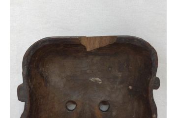 時代物　木製　般若　男面　それぞれ違った表情が魅力的なお面3個セット(神楽面、能面、古面、木彫)(R-073103)