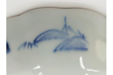 江戸後期〜幕末　伊万里　染付　山水図　約16cm　5.1寸　金の縁と爽やかな藍色が魅力のなます皿3枚セット(中皿、深皿、和皿、和食器、五寸一分)(R-073104)