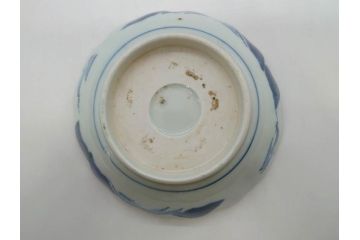 江戸後期〜幕末　伊万里　染付　山水図　約16cm　5.1寸　金の縁と爽やかな藍色が魅力のなます皿3枚セット(中皿、深皿、和皿、和食器、五寸一分)(R-073104)