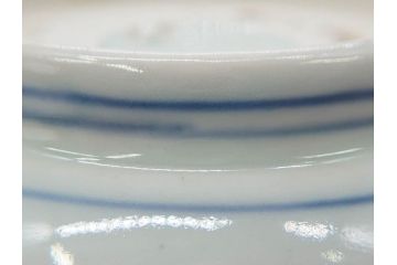 江戸後期〜幕末　伊万里　染付　山水図　約16cm　5.1寸　金の縁と爽やかな藍色が魅力のなます皿3枚セット(中皿、深皿、和皿、和食器、五寸一分)(R-073104)