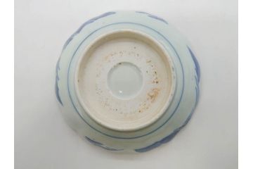 江戸後期〜幕末　伊万里　染付　山水図　約16cm　5.1寸　金の縁と爽やかな藍色が魅力のなます皿3枚セット(中皿、深皿、和皿、和食器、五寸一分)(R-073104)