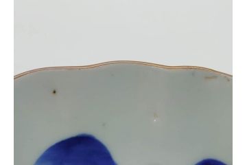 江戸後期〜幕末　伊万里　染付　山水図　約16cm　5.1寸　金の縁と爽やかな藍色が魅力のなます皿3枚セット(中皿、深皿、和皿、和食器、五寸一分)(R-073105)