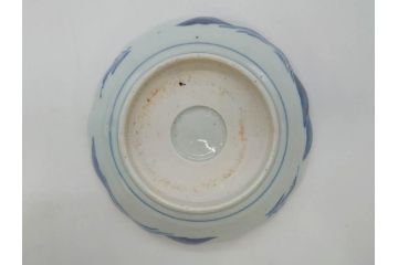 江戸後期〜幕末　伊万里　染付　山水図　約16cm　5.1寸　金の縁と爽やかな藍色が魅力のなます皿3枚セット(中皿、深皿、和皿、和食器、五寸一分)(R-073105)