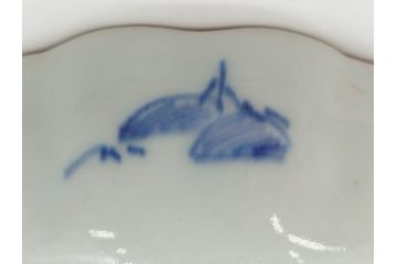 江戸後期〜幕末　伊万里　染付　山水図　約16cm　5.1寸　金の縁と爽やかな藍色が魅力のなます皿3枚セット(中皿、深皿、和皿、和食器、五寸一分)(R-073106)