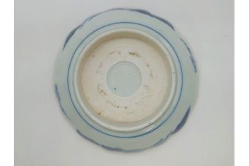 江戸後期〜幕末　伊万里　染付　山水図　約16cm　5.1寸　金の縁と爽やかな藍色が魅力のなます皿3枚セット(中皿、深皿、和皿、和食器、五寸一分)(R-073106)