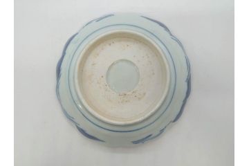 江戸後期〜幕末　伊万里　染付　山水図　約16cm　5.1寸　金の縁と爽やかな藍色が魅力のなます皿3枚セット(中皿、深皿、和皿、和食器、五寸一分)(R-073106)
