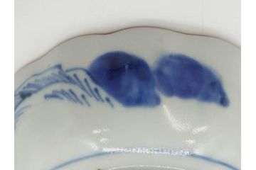 江戸後期〜幕末　伊万里　染付　山水図　約16cm　5.1寸　金の縁と爽やかな藍色が魅力のなます皿3枚セット(中皿、深皿、和皿、和食器、五寸一分)(R-073107)
