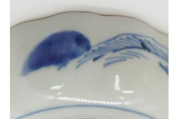 江戸後期〜幕末　伊万里　染付　山水図　約16cm　5.1寸　金の縁と爽やかな藍色が魅力のなます皿3枚セット(中皿、深皿、和皿、和食器、五寸一分)(R-073107)