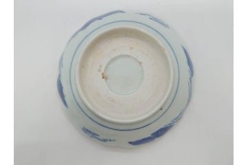 江戸後期〜幕末　伊万里　染付　山水図　約16cm　5.1寸　金の縁と爽やかな藍色が魅力のなます皿3枚セット(中皿、深皿、和皿、和食器、五寸一分)(R-073107)