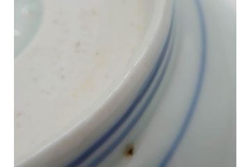 江戸後期〜幕末　伊万里　染付　山水図　約16cm　5.1寸　金の縁と爽やかな藍色が魅力のなます皿3枚セット(中皿、深皿、和皿、和食器、五寸一分)(R-073107)