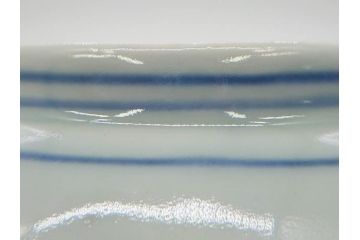 江戸後期〜幕末　伊万里　染付　山水図　約16cm　5.1寸　金の縁と爽やかな藍色が魅力のなます皿3枚セット(中皿、深皿、和皿、和食器、五寸一分)(R-073107)