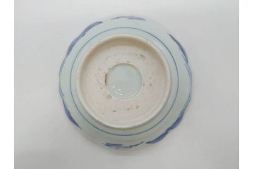 江戸後期〜幕末　伊万里　染付　山水図　約16cm　5.1寸　金の縁と爽やかな藍色が魅力のなます皿3枚セット(中皿、深皿、和皿、和食器、五寸一分)(R-073107)