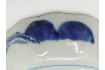 江戸後期〜幕末　伊万里　染付　山水図　約16cm　5.1寸　金の縁と爽やかな藍色が魅力のなます皿3枚セット(中皿、深皿、和皿、和食器、五寸一分)(R-073108)