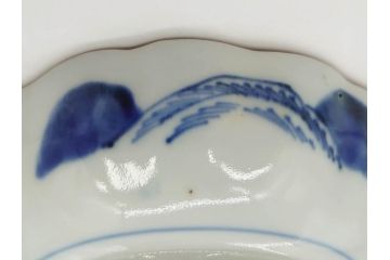 江戸後期〜幕末　伊万里　染付　山水図　約16cm　5.1寸　金の縁と爽やかな藍色が魅力のなます皿3枚セット(中皿、深皿、和皿、和食器、五寸一分)(R-073108)