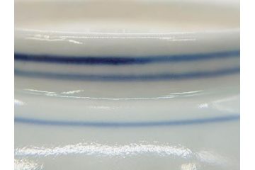 江戸後期〜幕末　伊万里　染付　山水図　約16cm　5.1寸　金の縁と爽やかな藍色が魅力のなます皿3枚セット(中皿、深皿、和皿、和食器、五寸一分)(R-073108)