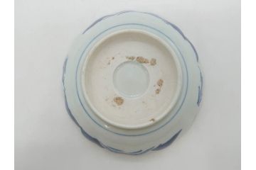 江戸後期〜幕末　伊万里　染付　山水図　約16cm　5.1寸　金の縁と爽やかな藍色が魅力のなます皿3枚セット(中皿、深皿、和皿、和食器、五寸一分)(R-073108)