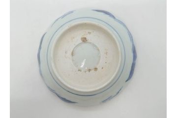 江戸後期〜幕末　伊万里　染付　山水図　約16cm　5.1寸　金の縁と爽やかな藍色が魅力のなます皿3枚セット(中皿、深皿、和皿、和食器、五寸一分)(R-073108)