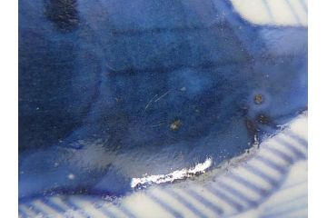 江戸後期〜幕末　伊万里　染付　山水図　約16cm　5.1寸　金の縁と爽やかな藍色が魅力のなます皿3枚セット(中皿、深皿、和皿、和食器、五寸一分)(R-073108)