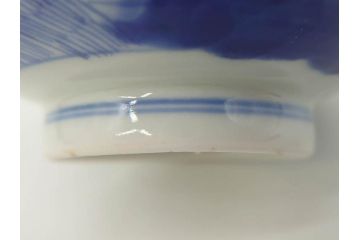 江戸期　伊万里　染付　山水図　約11cm　3.5寸　爽やかな色合いが素敵な蓋付き茶碗3客セット(和食器、三寸五分)(R-073110)