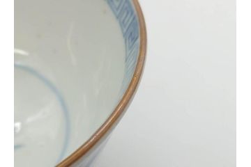 江戸期　伊万里　染付　山水図　約11cm　3.5寸　爽やかな色合いが素敵な蓋付き茶碗3客セット(和食器、三寸五分)(R-073111)