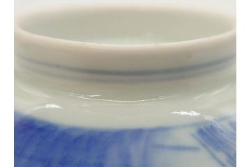 江戸期　伊万里　染付　山水図　約11cm　3.5寸　爽やかな色合いが素敵な蓋付き茶碗3客セット(和食器、三寸五分)(R-073111)