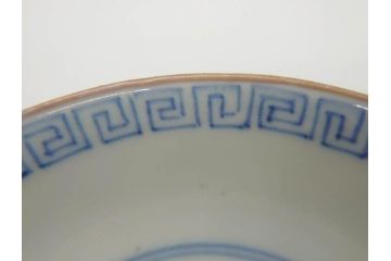 江戸期　伊万里　染付　山水図　約11cm　3.5寸　爽やかな色合いが素敵な蓋付き茶碗3客セット(和食器、三寸五分)(R-073111)