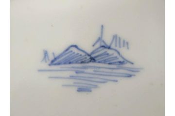 江戸期　伊万里　染付　山水図　約11cm　3.4寸　爽やかな色合いが素敵な蓋付き茶碗3客セット(和食器、三寸四分)(R-073112)