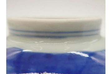 江戸期　伊万里　染付　山水図　約11cm　3.5寸　爽やかな色合いが素敵な蓋付き茶碗3客セット(和食器、三寸五分)(R-073113)