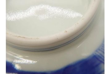 江戸期　伊万里　染付　山水図　約11cm　3.5寸　爽やかな色合いが素敵な蓋付き茶碗3客セット(和食器、三寸五分)(R-073113)