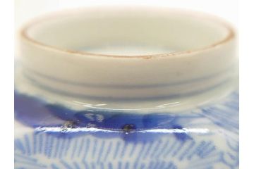 江戸期　伊万里　染付　山水図　約11cm　3.5寸　爽やかな色合いが素敵な蓋付き茶碗3客セット(和食器、三寸五分)(R-073113)