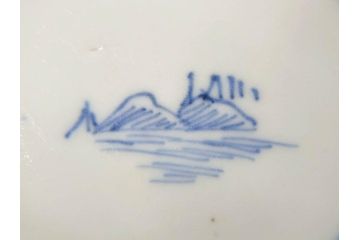 江戸期　伊万里　染付　山水図　約11cm　3.5寸　爽やかな色合いが素敵な蓋付き茶碗3客セット(和食器、三寸五分)(R-073113)