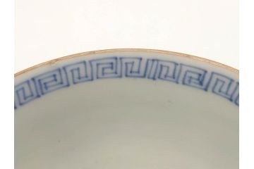 江戸期　伊万里　染付　山水図　約11cm　3.5寸　爽やかな色合いが素敵な蓋付き茶碗2客セット(和食器、三寸五分)(R-073114)