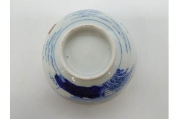 江戸期　伊万里　染付　山水図　約11cm　3.5寸　爽やかな色合いが素敵な蓋付き茶碗2客セット(和食器、三寸五分)(R-073114)