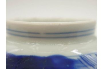 江戸期　伊万里　染付　山水図　約11cm　3.5寸　爽やかな色合いが素敵な蓋付き茶碗2客セット(和食器、三寸五分)(R-073114)