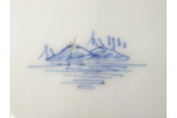 江戸期　伊万里　染付　山水図　約11cm　3.5寸　爽やかな色合いが素敵な蓋付き茶碗2客セット(和食器、三寸五分)(R-073114)