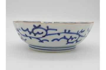 江戸期　伊万里　染付　金彩　山水図　約15cm　4.9寸　上質な和の雰囲気を醸し出すなます皿3枚セット(中皿、和皿、和食器、四寸九分)(R-073116)