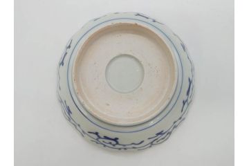 江戸期　伊万里　染付　金彩　山水図　約15cm　4.9寸　上質な和の雰囲気を醸し出すなます皿3枚セット(中皿、和皿、和食器、四寸九分)(R-073116)