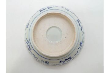 江戸期　伊万里　染付　金彩　山水図　約15cm　4.9寸　上質な和の雰囲気を醸し出すなます皿3枚セット(中皿、和皿、和食器、四寸九分)(R-073116)