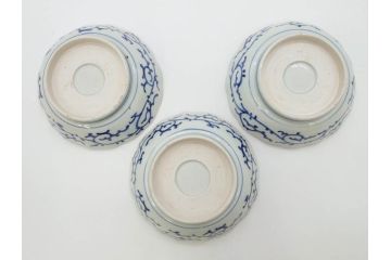 江戸期　伊万里　染付　金彩　山水図　約15cm　4.9寸　上質な和の雰囲気を醸し出すなます皿3枚セット(中皿、和皿、和食器、四寸九分)(R-073117)