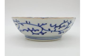 江戸期　伊万里　染付　金彩　山水図　約15cm　4.9寸　上質な和の雰囲気を醸し出すなます皿3枚セット(中皿、和皿、和食器、四寸九分)(R-073117)