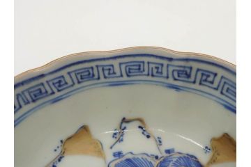 江戸期　伊万里　染付　金彩　山水図　約15cm　4.9寸　上質な和の雰囲気を醸し出すなます皿3枚セット(中皿、和皿、和食器、四寸九分)(R-073119)