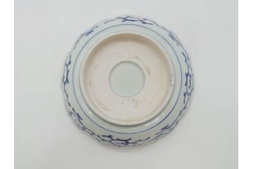 江戸期　伊万里　染付　金彩　山水図　約15cm　4.9寸　上質な和の雰囲気を醸し出すなます皿3枚セット(中皿、和皿、和食器、四寸九分)(R-073119)