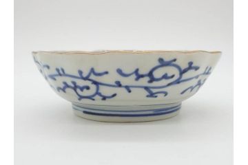 江戸期　伊万里　染付　金彩　山水図　約15cm　4.9寸　上質な和の雰囲気を醸し出すなます皿3枚セット(中皿、和皿、和食器、四寸九分)(R-073120)
