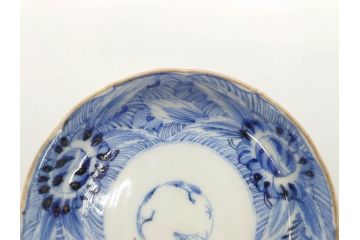 江戸期　伊万里　染付　線描　花唐草　松竹梅文　約10cm　3.3寸　一筆一筆丁寧な職人の絵付けが見事な小皿5枚セット(和皿、和食器、三寸三分)(R-073121)