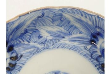 江戸期　伊万里　染付　線描　花唐草　松竹梅文　約10cm　3.3寸　一筆一筆丁寧な職人の絵付けが見事な小皿5枚セット(和皿、和食器、三寸三分)(R-073121)